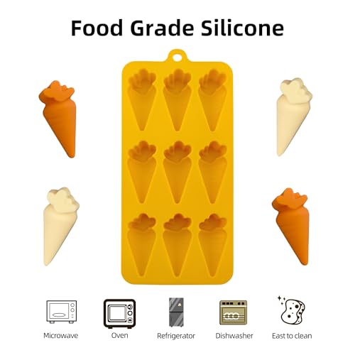 EDUEE Carrot Chocolate Molds 3pcs Easter Silicone Candy Molds Carrot Shape 2.36 inch For Ice Cube Resin Cupcake Decoration - Image 3