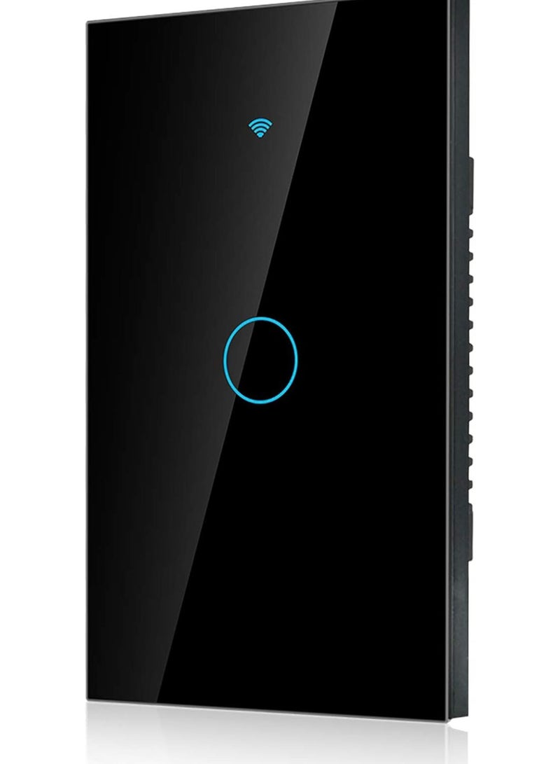Wi-Fi Wall Switch, WiFi Remote Control Switch WiFi Touch Screen Switch Single Circle for Alexa for 1‑Way AC 90‑250V (Black)  - Image 1