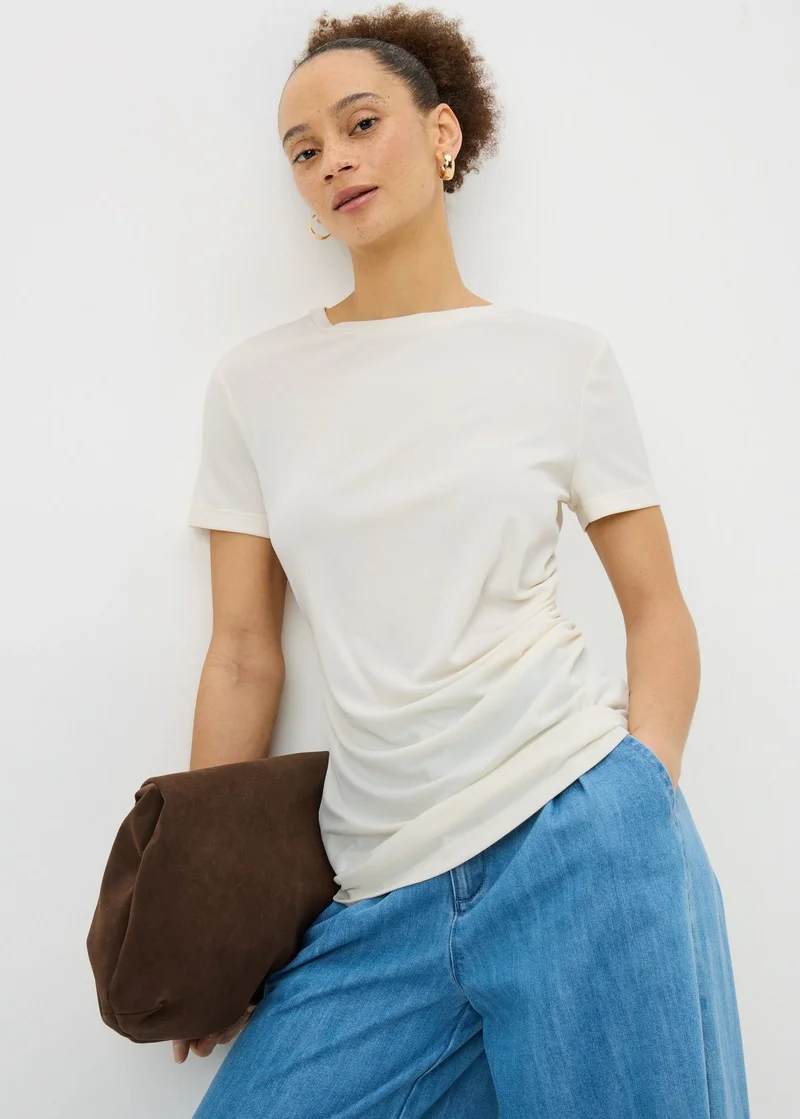 ماتلان White Short Sleeve Drape T-Shirt