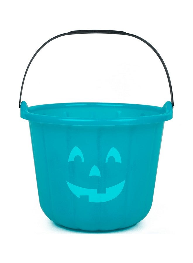 SCS Direct Teal Pumpkin Halloween Trick or Treat Bucket 8.5 in (1 Pack)-Official Teal Pumpkin Project Allergy-Friendly Candy Pail Accessory and Party Decoration Supplies, Haunted House Plastic Bowl w Handle - Image 1
