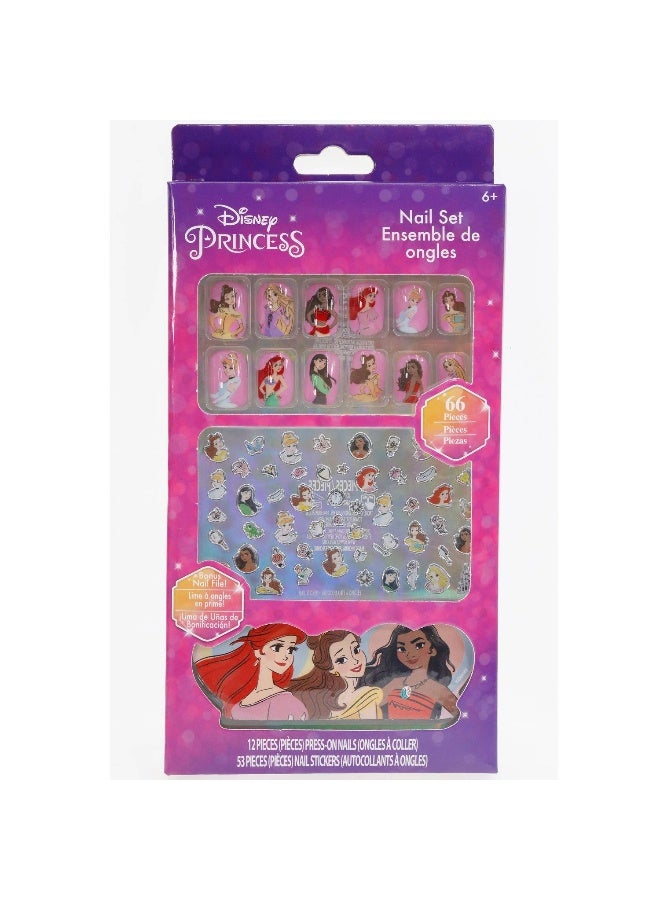 Townley Girl Disney Princess Nail Art Set with Press-on Nails and Nail Stickers - Image 1