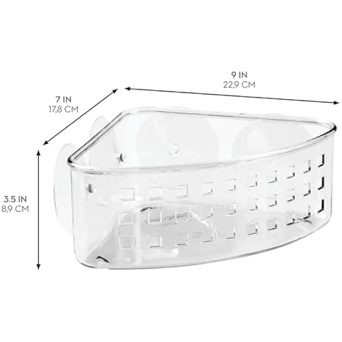 أي ديزاين سلة دش زاوية أساسية من iDesign 41900 مزودة بأكواب شفط من البلاستيك الشفاف - Image 2
