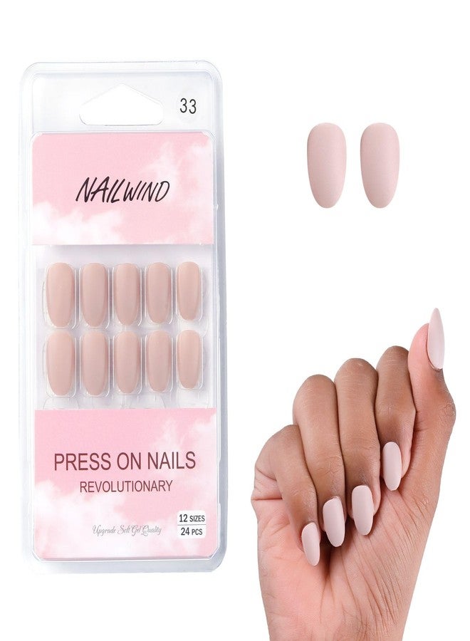 نيل ويند أظافر صناعية فرنسية قصيرة طبيعية من نايل ويند، 24 قطعة، أظافر أكريليك تغطي الظفر بالكامل، أظافر صناعية طبيعية رقيقة ومريحة للنساء والفتيات (N33، 24 قطعة - عبوة واحدة) - Image 1