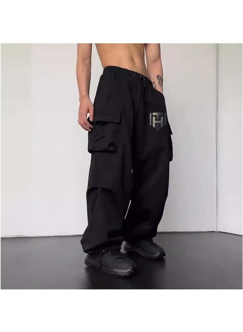 Huitich Women’s Black Retro Wide-Leg Workwear Pants – High Waist-Black | Size L  - Image 3