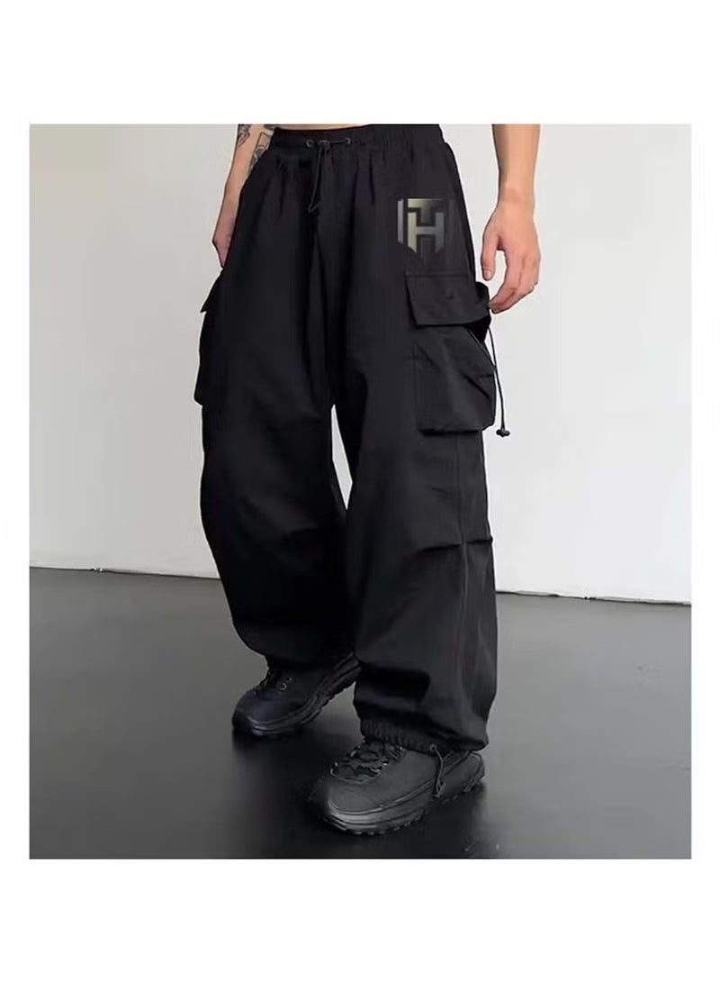 Huitich Women’s Black Retro Wide-Leg Workwear Pants – High Waist-Black | Size L  - Image 5