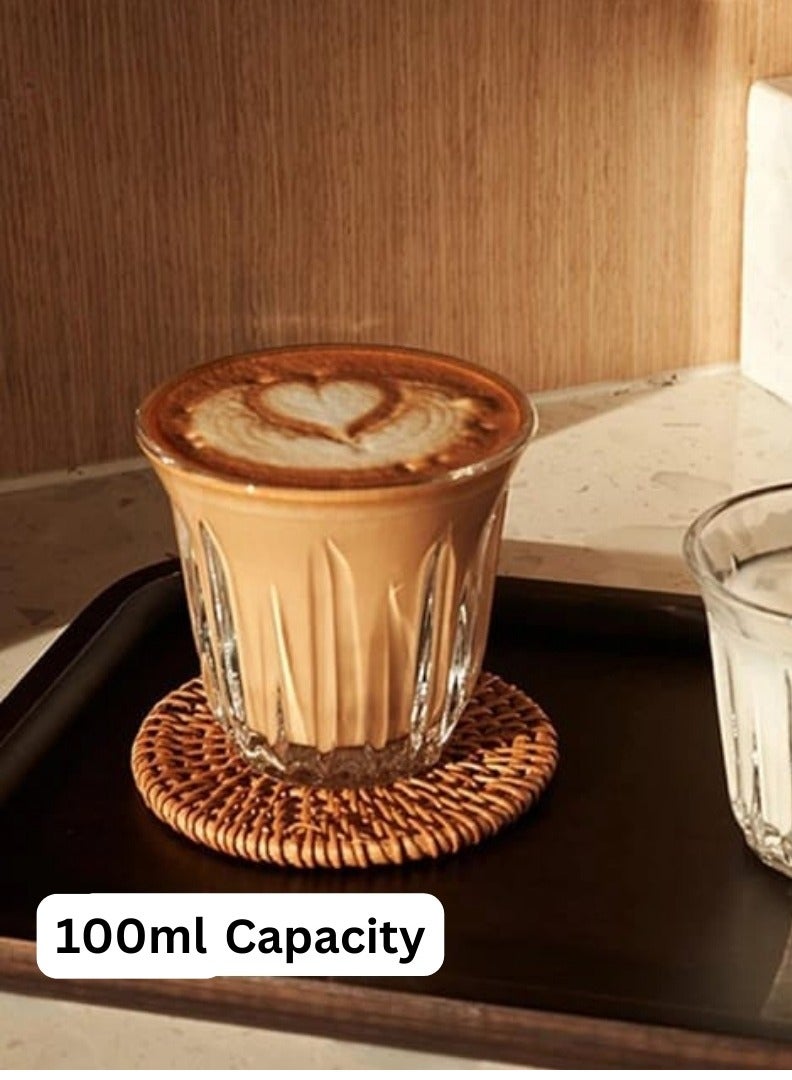 Liying Espresso Cups Set of 3 Clear Glass Cups 100ml for Coffee/Milk Insulated Shot Glasses Regular Espresso Accessories for CoffeeShop, Home, Kitchen and bar