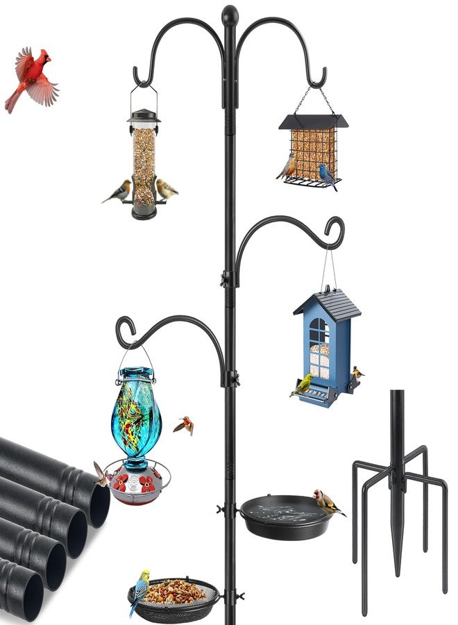 KOLAKO Bird Feeder Poles, Bird Feeding Station with Water Bowl and Birds Seed Tray, 88 Inch Heavy Duty Shepherds Hooks for Outdoor, 1-Inch Dia Standing Birds Feeder Hanger Garden Hooks, Matte Black - Image 1