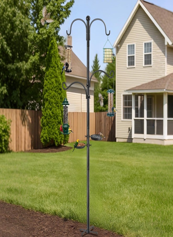 KOLAKO Bird Feeder Poles, Bird Feeding Station with Water Bowl and Birds Seed Tray, 88 Inch Heavy Duty Shepherds Hooks for Outdoor, 1-Inch Dia Standing Birds Feeder Hanger Garden Hooks, Matte Black - Image 2