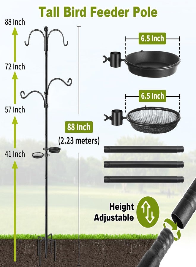 KOLAKO Bird Feeder Poles, Bird Feeding Station with Water Bowl and Birds Seed Tray, 88 Inch Heavy Duty Shepherds Hooks for Outdoor, 1-Inch Dia Standing Birds Feeder Hanger Garden Hooks, Matte Black - Image 3