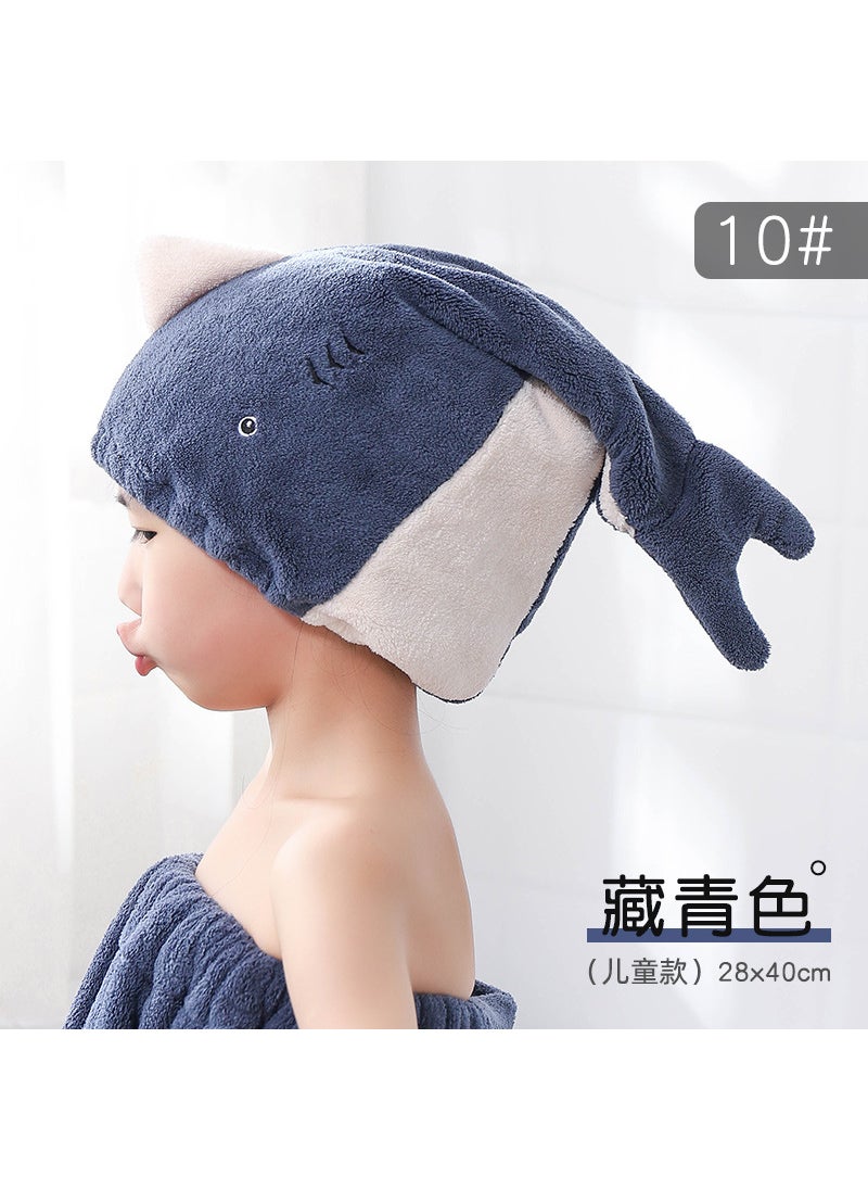 Generic 1 x 5 pcs Coral Fleece Quick-Dry Hair Towel Cap 10# navy blue-Children's 