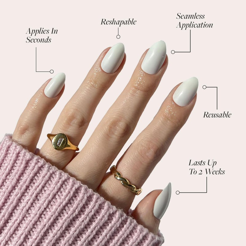 Glamnetic Press On Nails - Angel | Opaque White Short Almond Nails, Salon Quality | 12 Sizes - 24 Nail Kit - Image 3