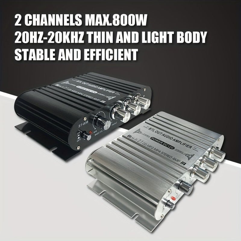 Black 2.1 Channel Indoor Outdoor Car Speaker Amplifier 160W - Image 3