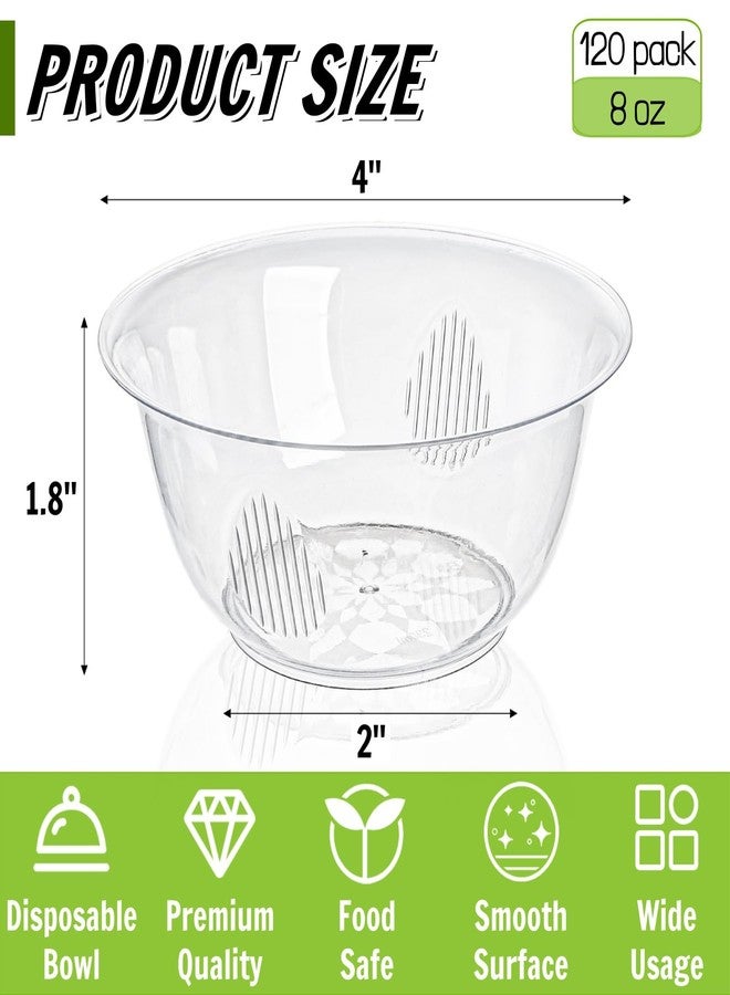 ZAVOOS 120 Pack Small Clear Plastic Bowls, 8 Oz Hard Plastic Dessert Bowl Bulk for Parties, Disposable Ice Cream Salad Bowl for Fruits, Snacks, Candy, Parfaits - Image 2