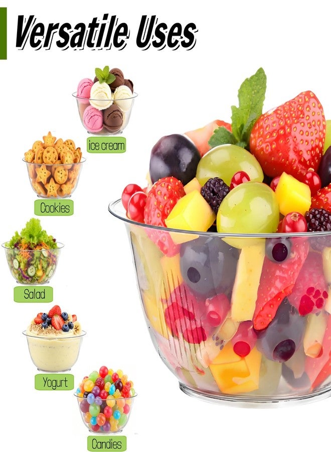 ZAVOOS 120 Pack Small Clear Plastic Bowls, 8 Oz Hard Plastic Dessert Bowl Bulk for Parties, Disposable Ice Cream Salad Bowl for Fruits, Snacks, Candy, Parfaits - Image 3