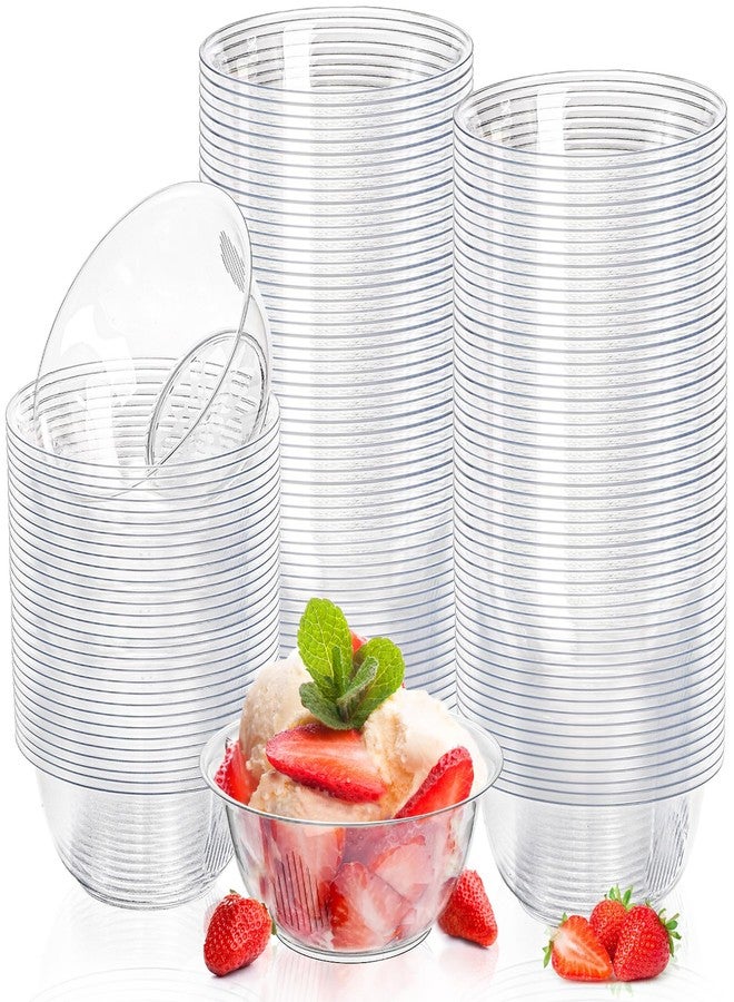 ZAVOOS 120 Pack Small Clear Plastic Bowls, 8 Oz Hard Plastic Dessert Bowl Bulk for Parties, Disposable Ice Cream Salad Bowl for Fruits, Snacks, Candy, Parfaits - Image 1