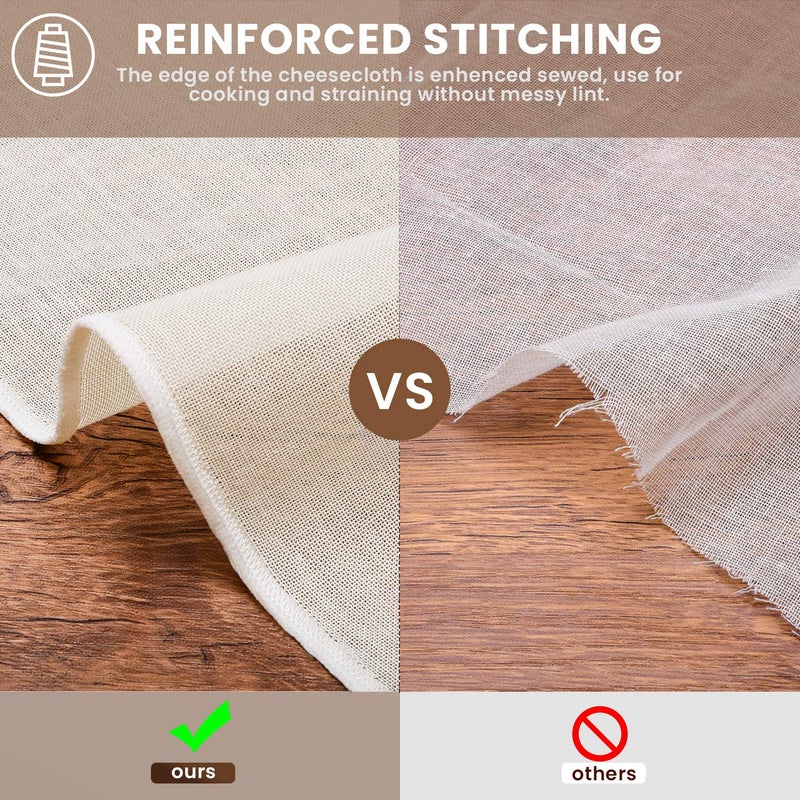 S.CENG Precut Cheesecloth, 15 x 15'' 4 Pack, Grade 100, Ultra Fine for Straining & Cooking, 100% Unbleached Cotton Cheese Cloth for Making Cheese - Image 5