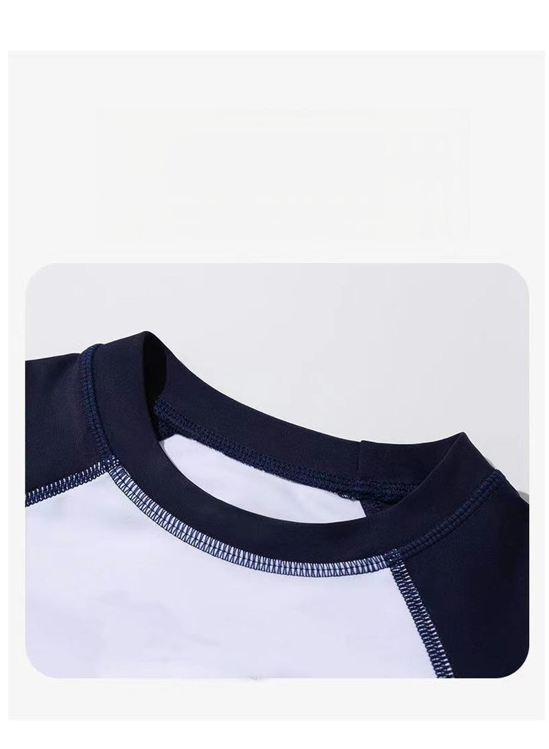 2023 Children's Sunscreen Quick Drying Swimsuit Swimming Training Hot Spring Suit Professional Five Point Boy Short Sleeved Split Suit - Image 2
