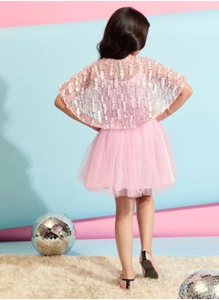 Stylo Bug Embellished Cape Sleeves A-Line Dress by Styli  - Image 4