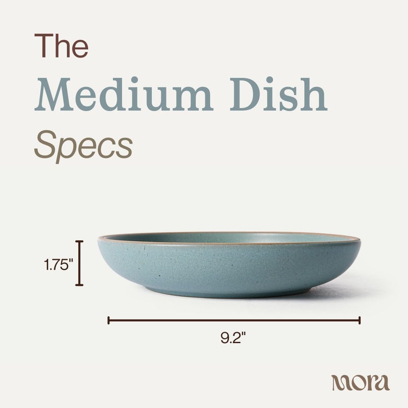 MORA Medium Dishes Set of 4, 30oz Ceramic Pottery Pasta Plate/Wide Bowls - Microwave, Oven and Dishwasher Safe - Harvest - Image 2