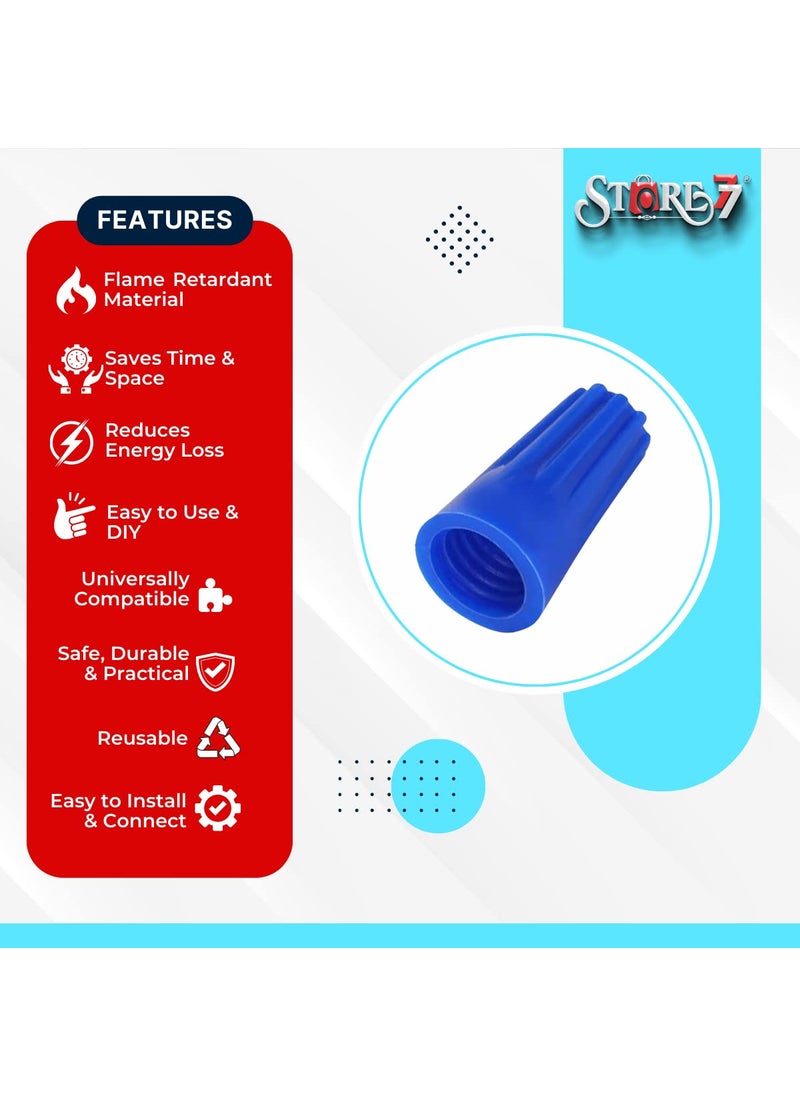 STORE77 STORE77 50Pcs Wire Connectors Nuts Electric Wire Caps Insulating Insert Twist Electrical Wire Connectors Colorful Wire Assortment Nuts for Quick Connection ScrewOn Wire Connectors AWG 2216 Blue  - Image 2