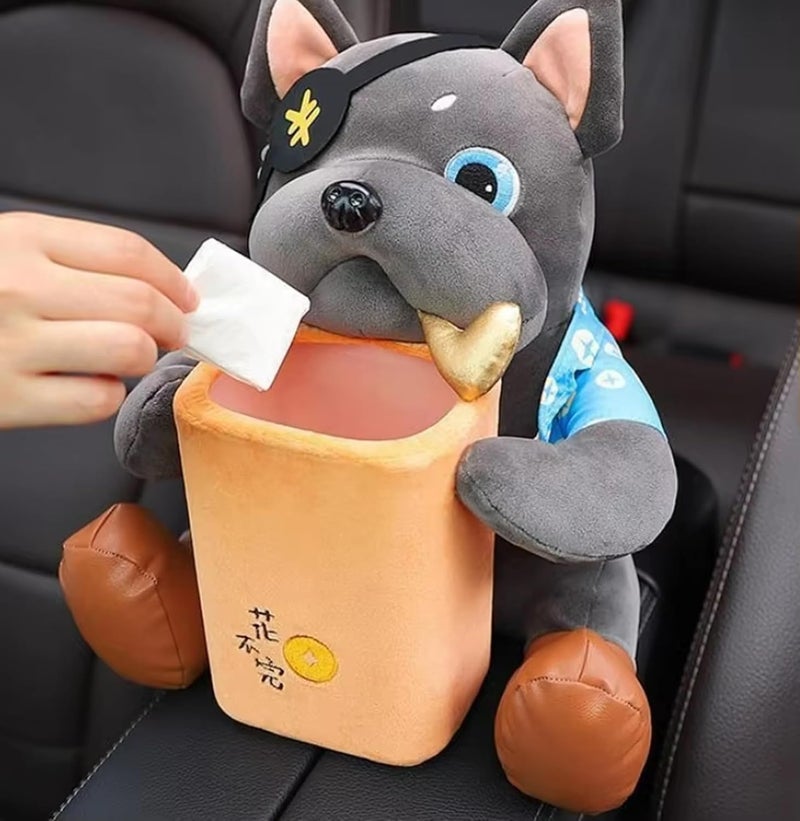 AUGEN Multifunctional Creative Car Tissue Box Car Trash Can Tissue Box 2-in-1 Plush Toy Car Interior Accessories (Red) - Image 4