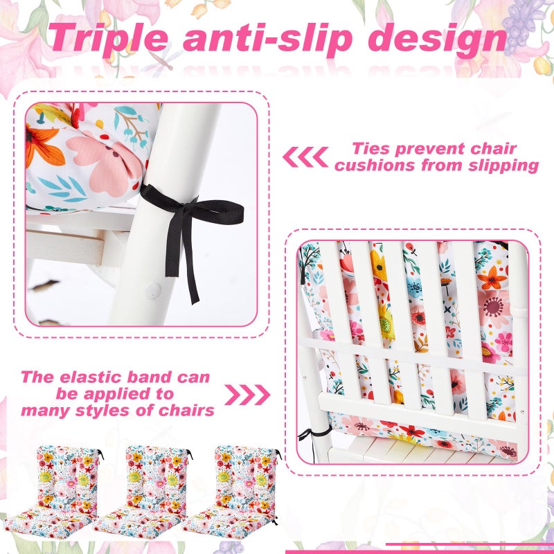 Hoteam 4 Set Outdoor Patio Chair Cushions 20 x 42 in Deep Seat Waterproof Patio Cushions Set for Furniture Replacement Removable Seat and Back (Watercolor Flowers) - Image 5