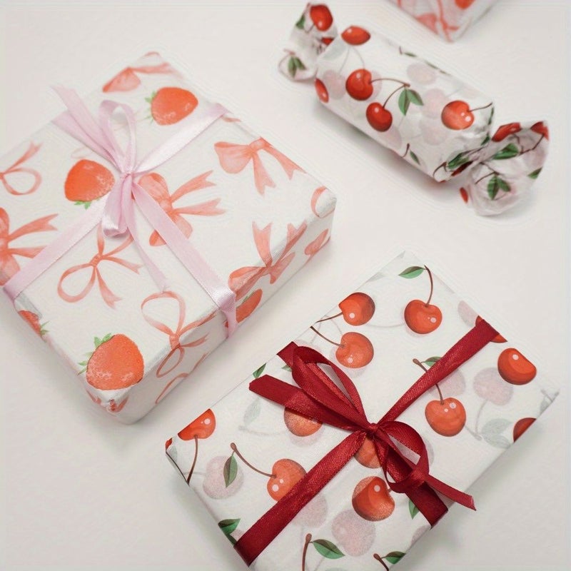 Red Strawberry Cherry Tissue Paper 20 Sheets For Gift Decoration Bouquet Packaging - Image 5