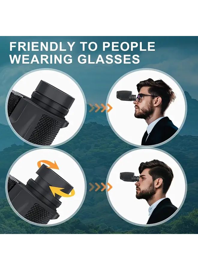 Black 10x42 HD Binoculars Portable Foldable Telescopes for Hunting Camping Bird Watching - Image 5