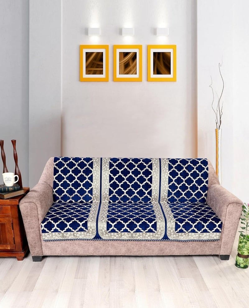 Nendle Modern Velvet Sofa Covers 3 Seater and 2 Seater Combined Sofa Seat and Back CoverAntiSlip Sofa Covers for Living Room Navy Blue Pack of 3 - Image 3