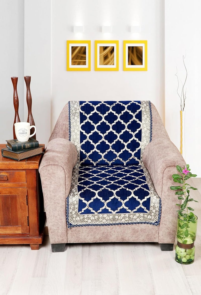 Nendle Modern Velvet Sofa Covers 3 Seater and 2 Seater Combined Sofa Seat and Back CoverAntiSlip Sofa Covers for Living Room Navy Blue Pack of 3 - Image 4