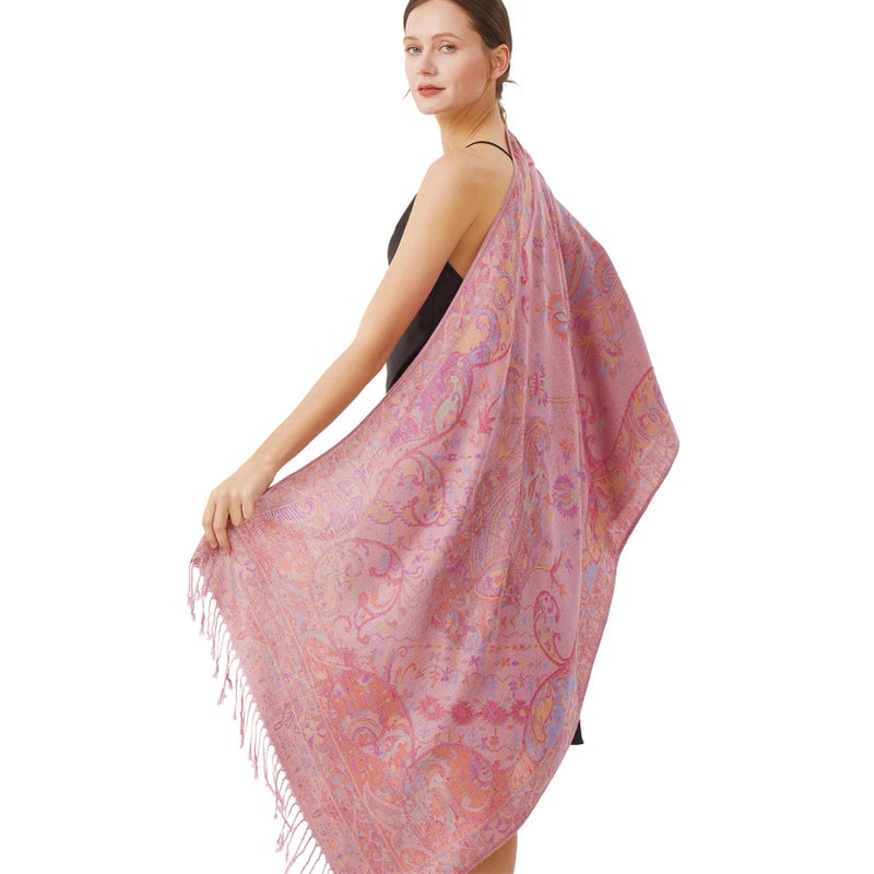 Nonakgado Pashmina Scarves for Women-Winter Soft Rose Pink Pashmina Wraps and Shawls Rave Travel Hijab Scarf (Sy1-Rose Pink) - Image 5