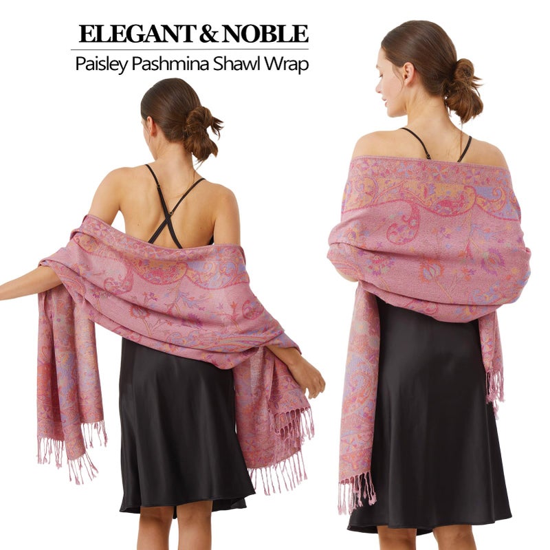 Nonakgado Pashmina Scarves for Women-Winter Soft Rose Pink Pashmina Wraps and Shawls Rave Travel Hijab Scarf (Sy1-Rose Pink) - Image 3