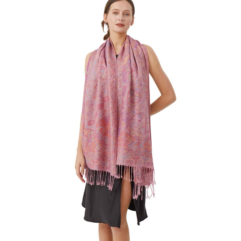Nonakgado Pashmina Scarves for Women-Winter Soft Rose Pink Pashmina Wraps and Shawls Rave Travel Hijab Scarf (Sy1-Rose Pink) - Image 2