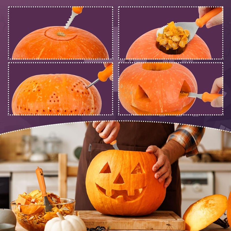 imarku Pumpkin Carving Kit, 36PCS Pumpkin Carving Tools, Professional Pumpkin Carving Knife Set with Stencils & Bag for Beginners, Sharp Pumpkin Carving Gift for Halloween Decoration Jack-O-Lanterns - Image 5
