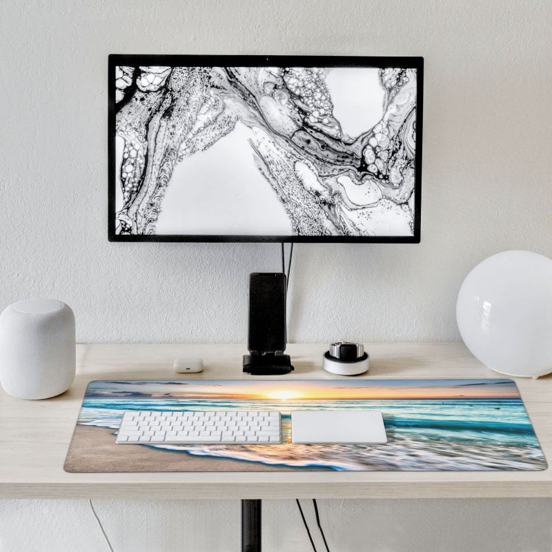 CANFLASHION Gaming Mouse Pad,Large Mouse Pads for Desk,Non-Slip Rubber Base Extended Mousepad,XXL Keyboard Mouse Mat,Stitched Edges Computer Keyboard Desk Pad,35.4x15.8inch,Beautiful Sunrise Beach - Image 5
