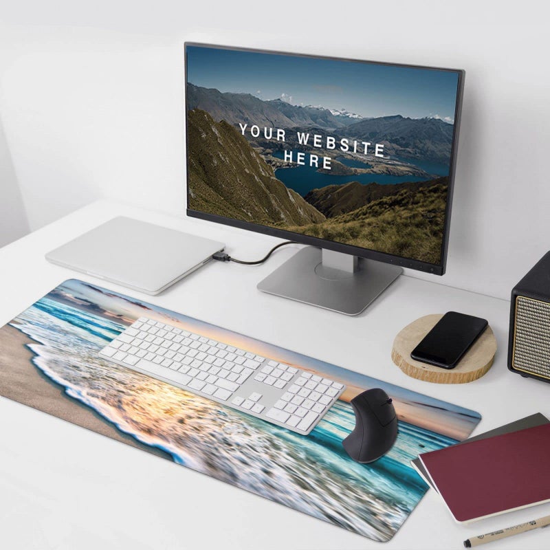 CANFLASHION Gaming Mouse Pad,Large Mouse Pads for Desk,Non-Slip Rubber Base Extended Mousepad,XXL Keyboard Mouse Mat,Stitched Edges Computer Keyboard Desk Pad,35.4x15.8inch,Beautiful Sunrise Beach - Image 4