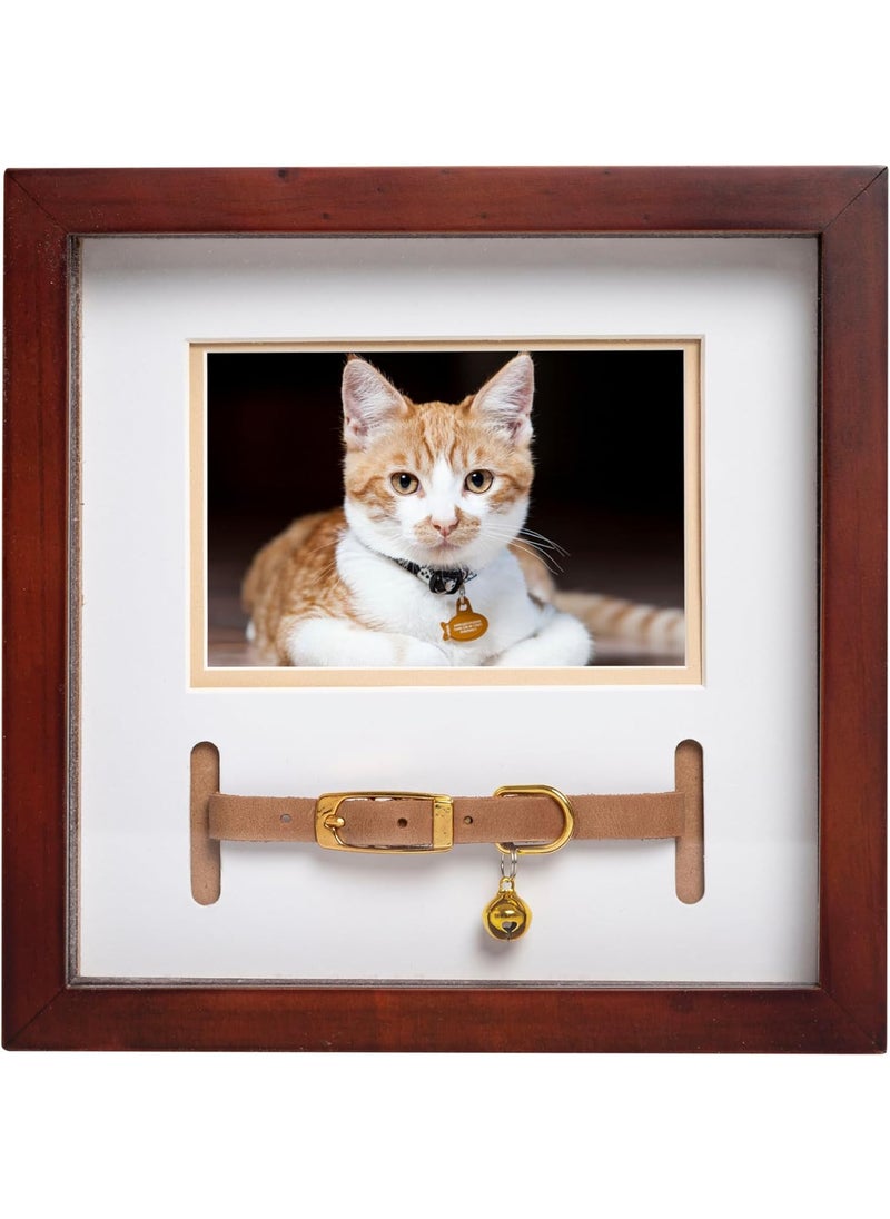 pearhead Pearhead Pet Collar Keepsake Frame  Dual Display Memorial Keepsake for Cat  Dog Collars Wall Mount or Tabletop Ideal Gift and Home Decor for Pet Owners 3 x 45 Photo Insert Espresso  - Image 1