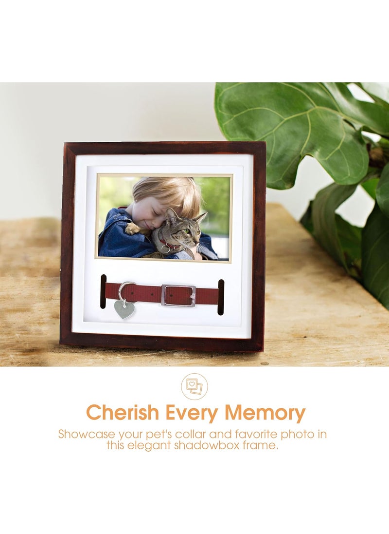 pearhead Pearhead Pet Collar Keepsake Frame  Dual Display Memorial Keepsake for Cat  Dog Collars Wall Mount or Tabletop Ideal Gift and Home Decor for Pet Owners 3 x 45 Photo Insert Espresso  - Image 3