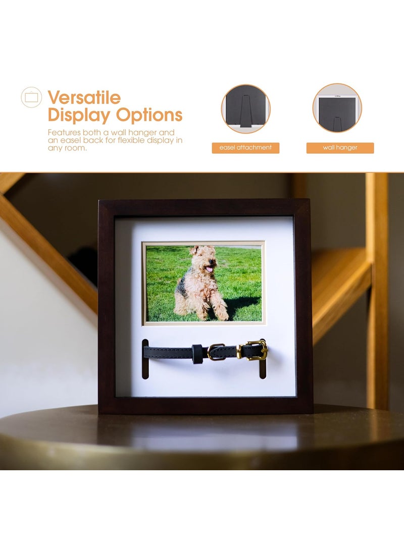 pearhead Pearhead Pet Collar Keepsake Frame  Dual Display Memorial Keepsake for Cat  Dog Collars Wall Mount or Tabletop Ideal Gift and Home Decor for Pet Owners 3 x 45 Photo Insert Espresso  - Image 4