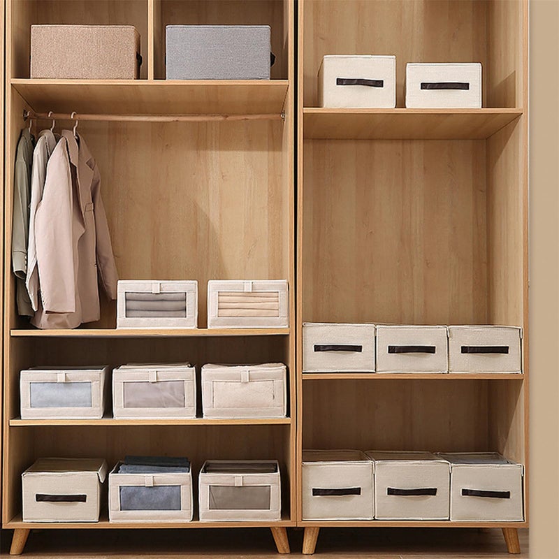 Foldable wardrobe storage box, cotton and linen wardrobe storage box, foldable rectangular storage basket, minimalist clothing storage box, wardrobe organizer and clothing storage box - Image 3