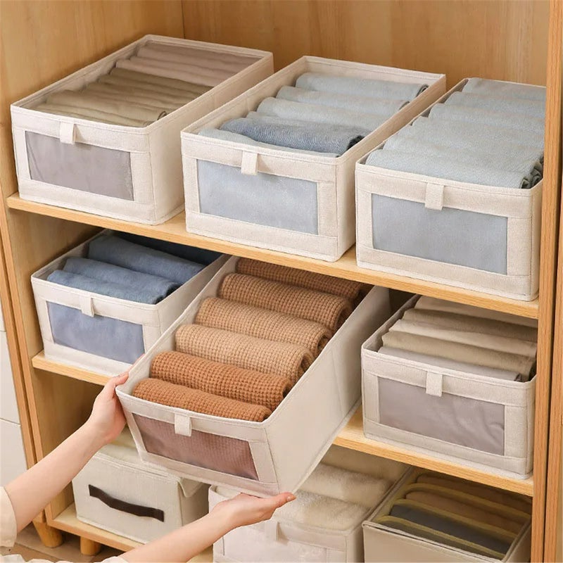 Foldable wardrobe storage box, cotton and linen wardrobe storage box, foldable rectangular storage basket, minimalist clothing storage box, wardrobe organizer and clothing storage box - Image 5