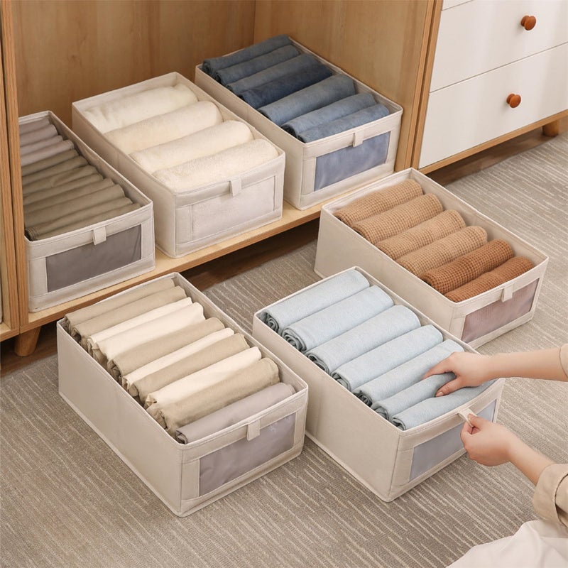Foldable wardrobe storage box, cotton and linen wardrobe storage box, foldable rectangular storage basket, minimalist clothing storage box, wardrobe organizer and clothing storage box - Image 4