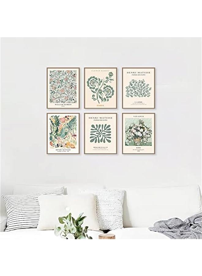 KBKBART Sage Green Wall Art Decor, Abstract Matisse Wall Art Exhibition Posters, Minimalist Flower Market Wall Art Prints, Sage Green Room Decor（8x10inch, Unframed) - Image 3