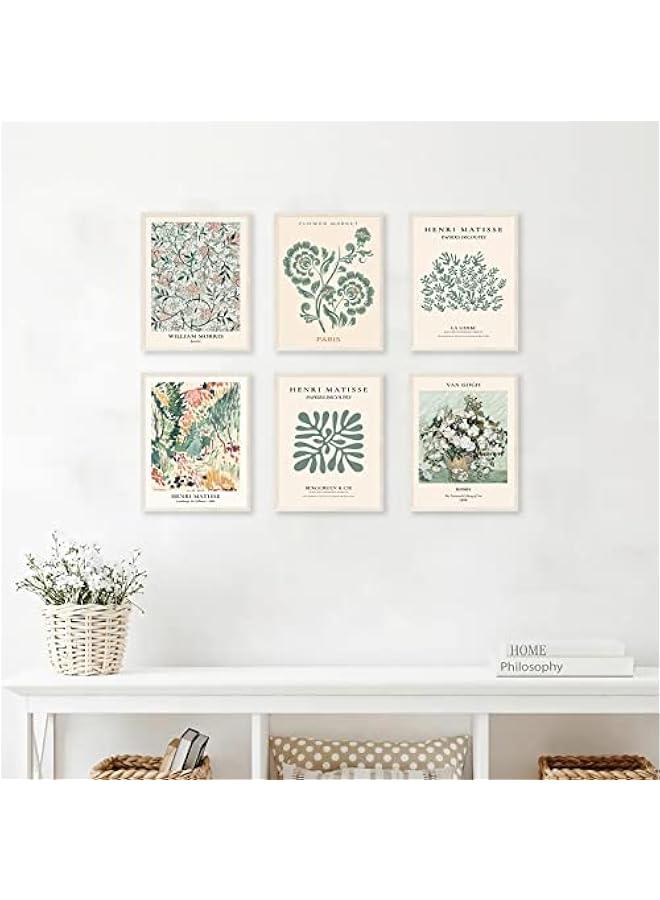KBKBART Sage Green Wall Art Decor, Abstract Matisse Wall Art Exhibition Posters, Minimalist Flower Market Wall Art Prints, Sage Green Room Decor（8x10inch, Unframed) - Image 4