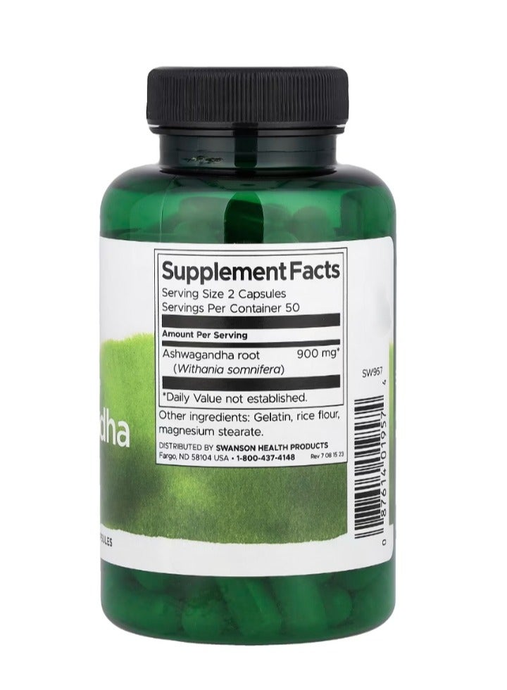 سوانسون اشواغاندا كامل الطيف 900 مجم 100 كبسولة (450 مجم لكل كبسولة) - Image 2