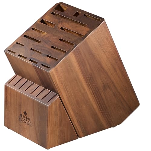 ENOKING Knife Block without Knives, Large Knife Holder- 25 Slots Acacia Wood Universal Knife Block, Butcher Block Countertop for Knife Storage Organizer - Image 1