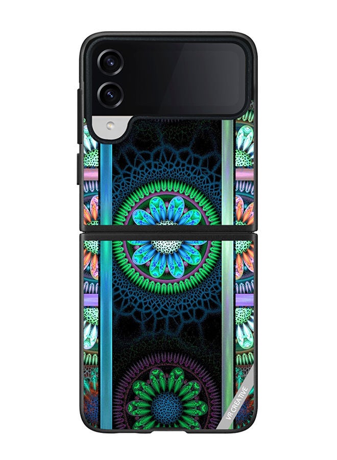 VR CREATIVE Protective Case Cover For Samsung Galaxy Z Flip4 Flower Design Multicolour - Image 1