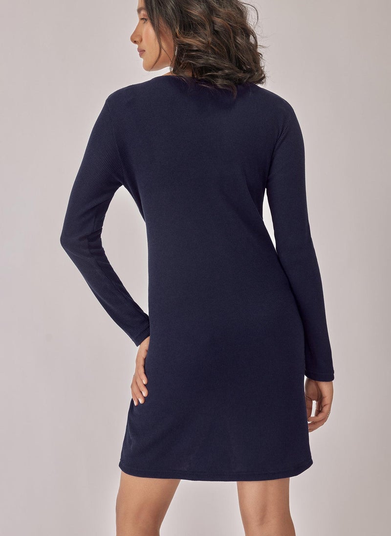 The Label Life Navy Textured Self Tie Dress – Chic & Flowy - Image 5