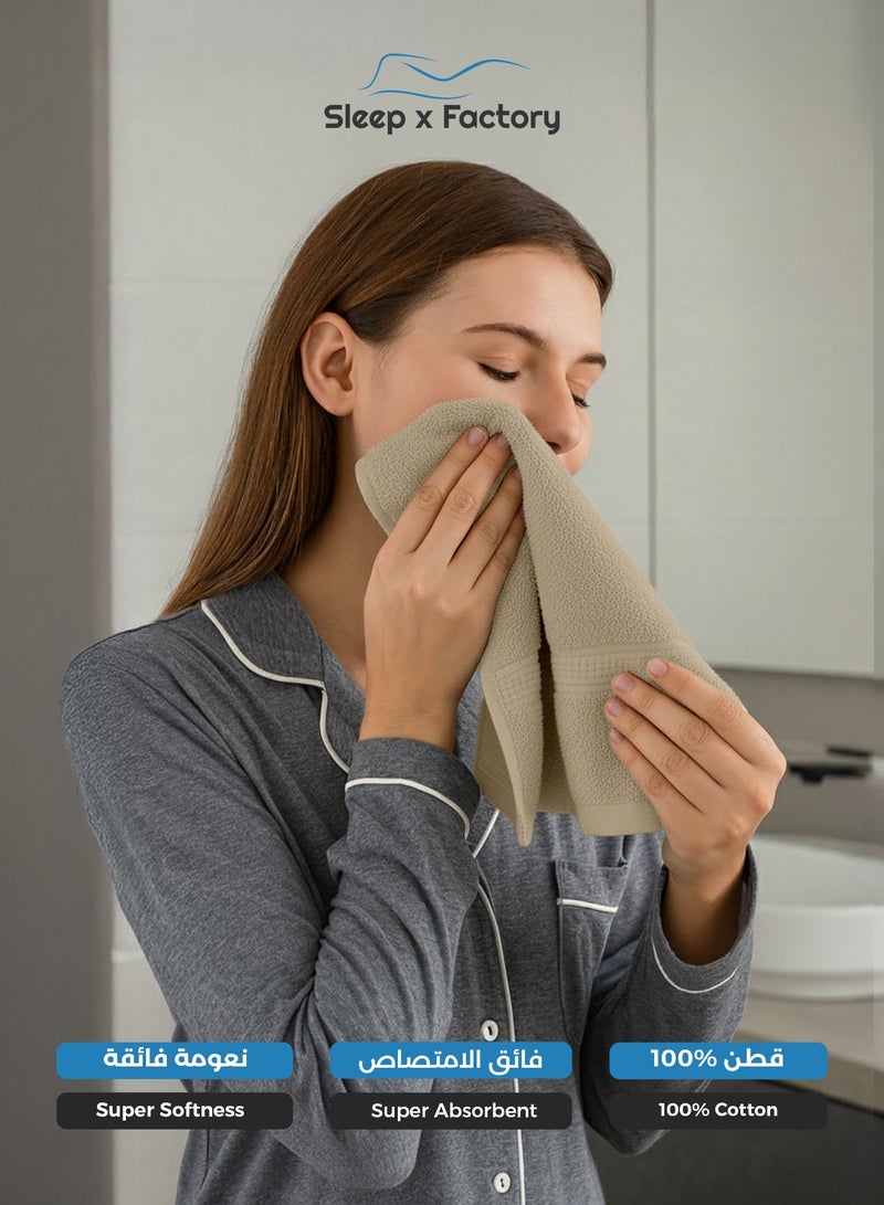 Sleep x Factory Beige Face Towel – 100% Cotton, Soft & Quick-Dry – 33x33 cm - Image 2