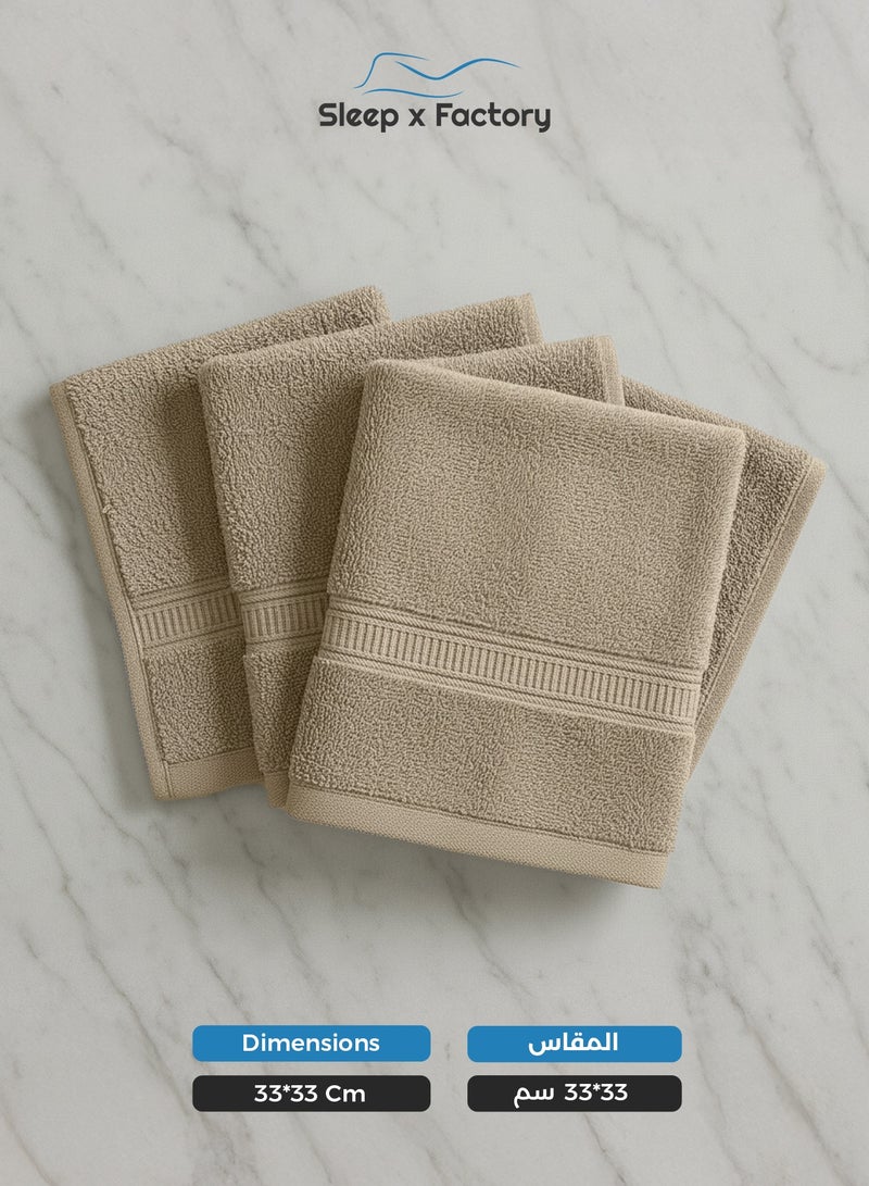 Sleep x Factory Beige Face Towel – 100% Cotton, Soft & Quick-Dry – 33x33 cm - Image 4